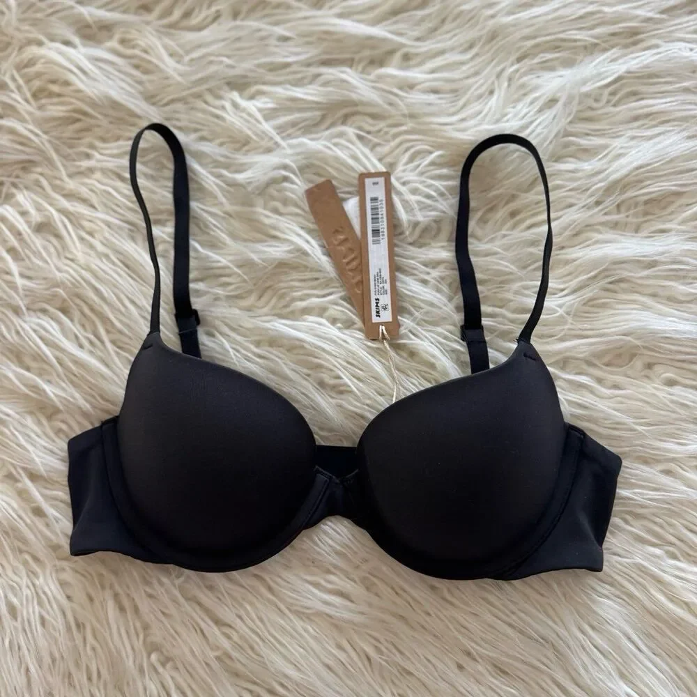 Skims Fits Everybody Push Up Demi Bra Onyx Size 32A - Picture 2 of 6